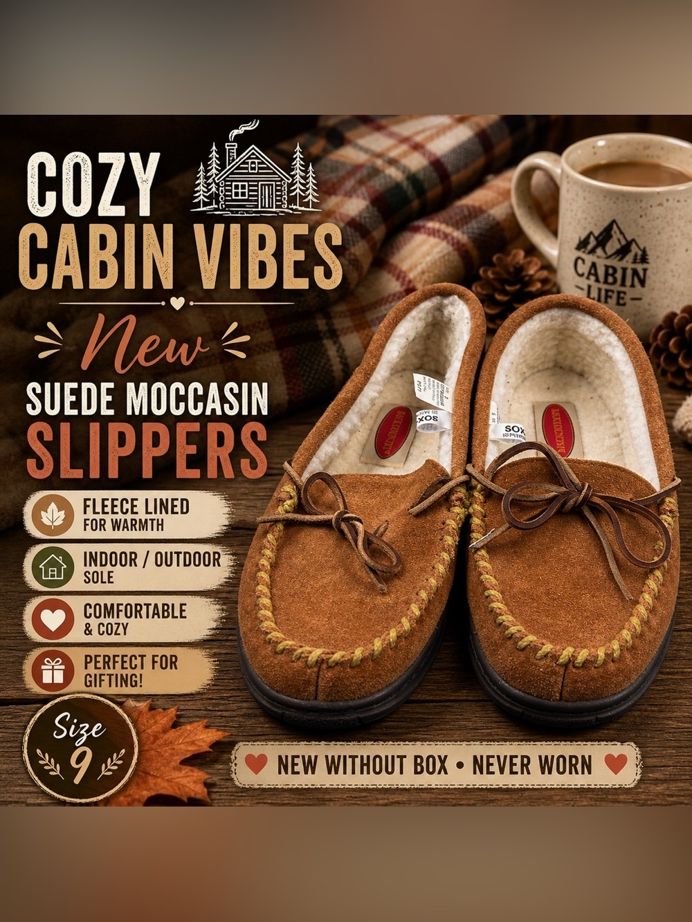 Back Country (SOX) suede moccasin slippers – Never worn old stock
